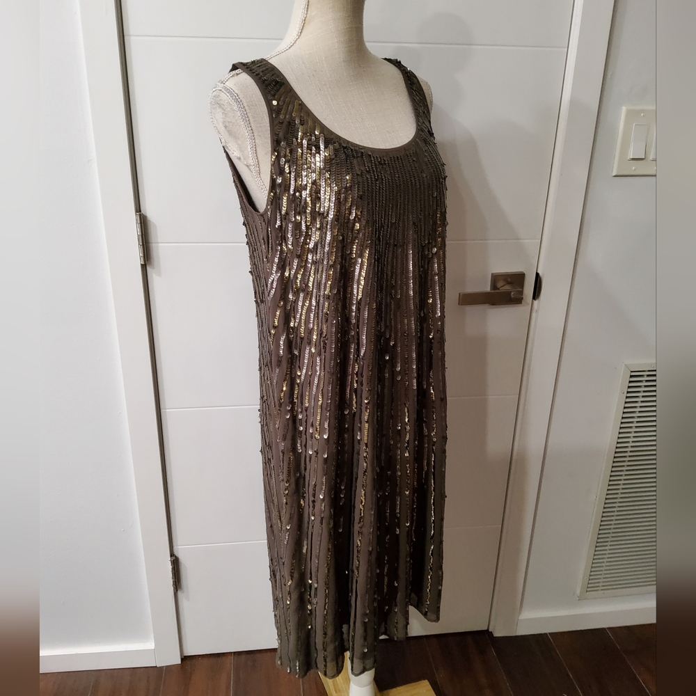 St John Couture Silk Sequin Sleeveless Dress Size 8